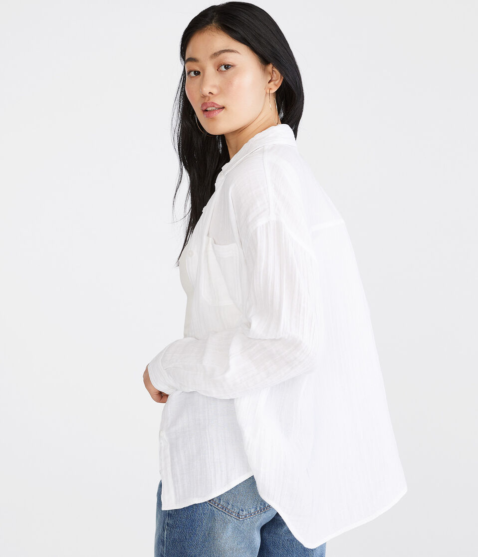 Long Sleeve Gauze Oversized Shirt
