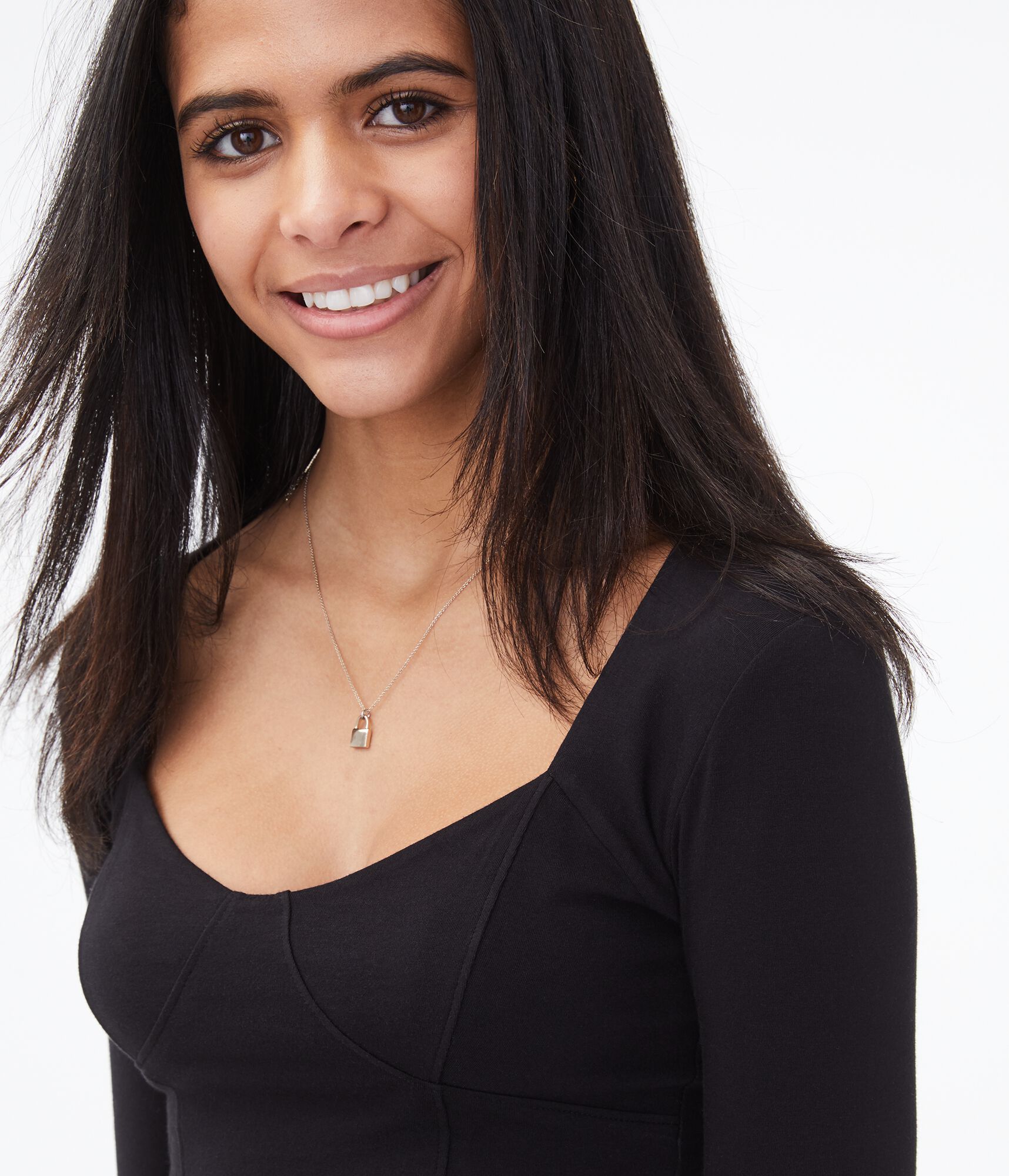 Long Sleeve Seamed Cup Bodycon Crop Top