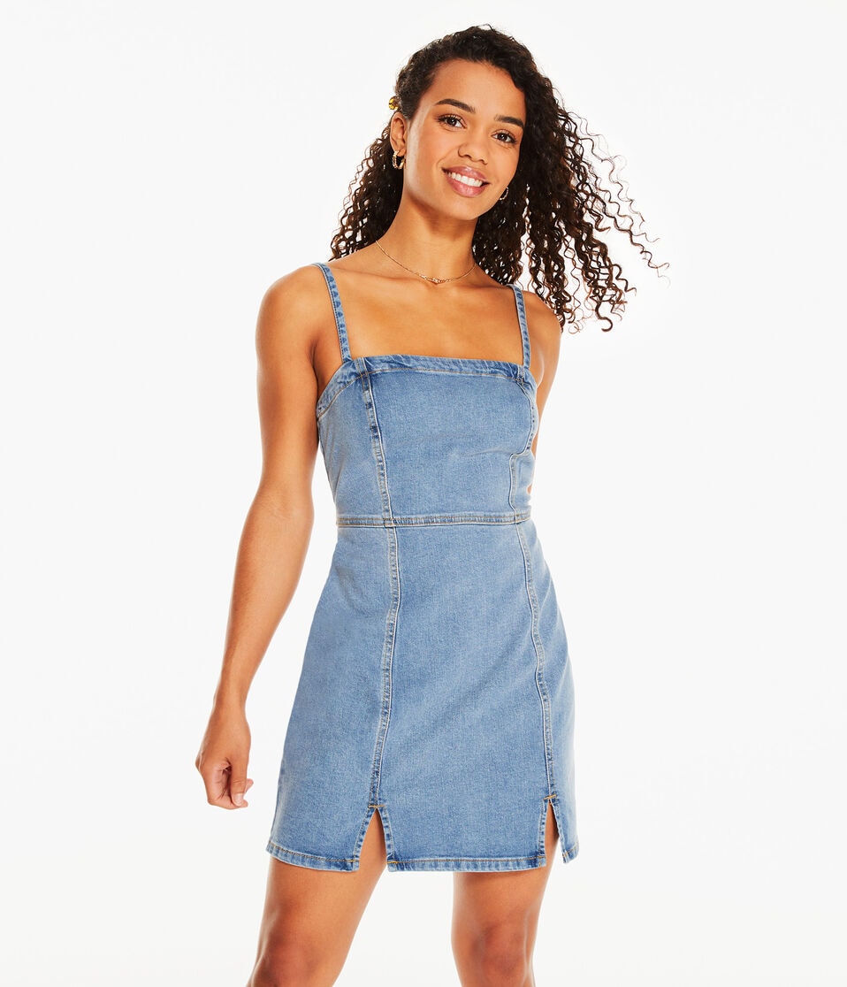 Denim Square-Neck Slim Dress Denim Square-Neck Slim Dress