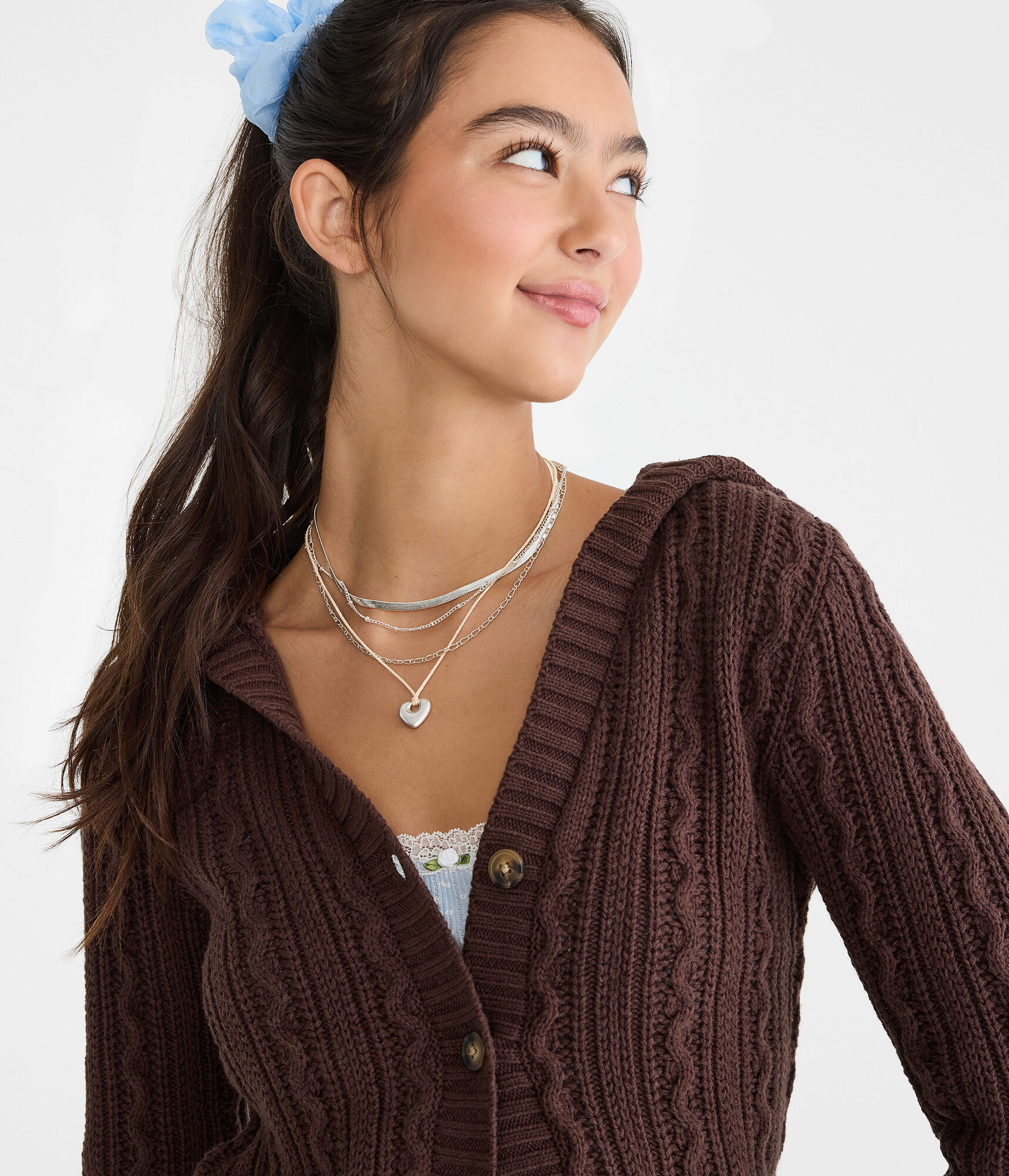 Cable Knit Hooded Cardigan