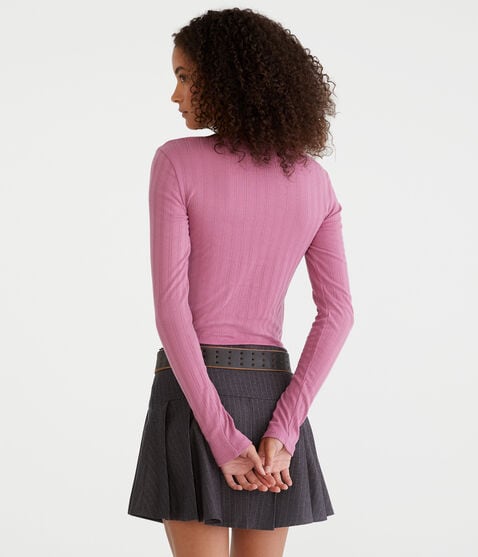 Long Sleeve Ruched Pointelle Top Long Sleeve Ruched Pointelle Top