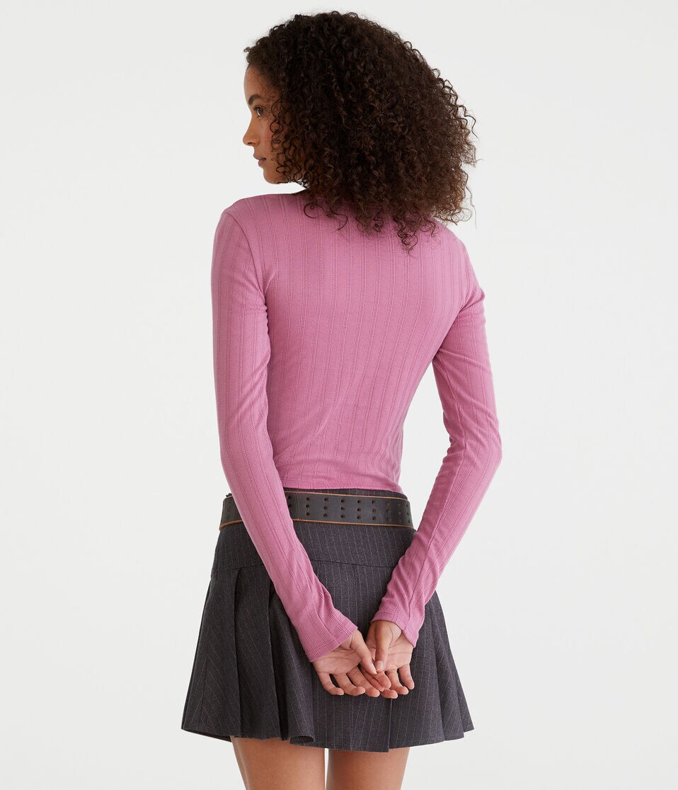 Long Sleeve Ruched Pointelle Top