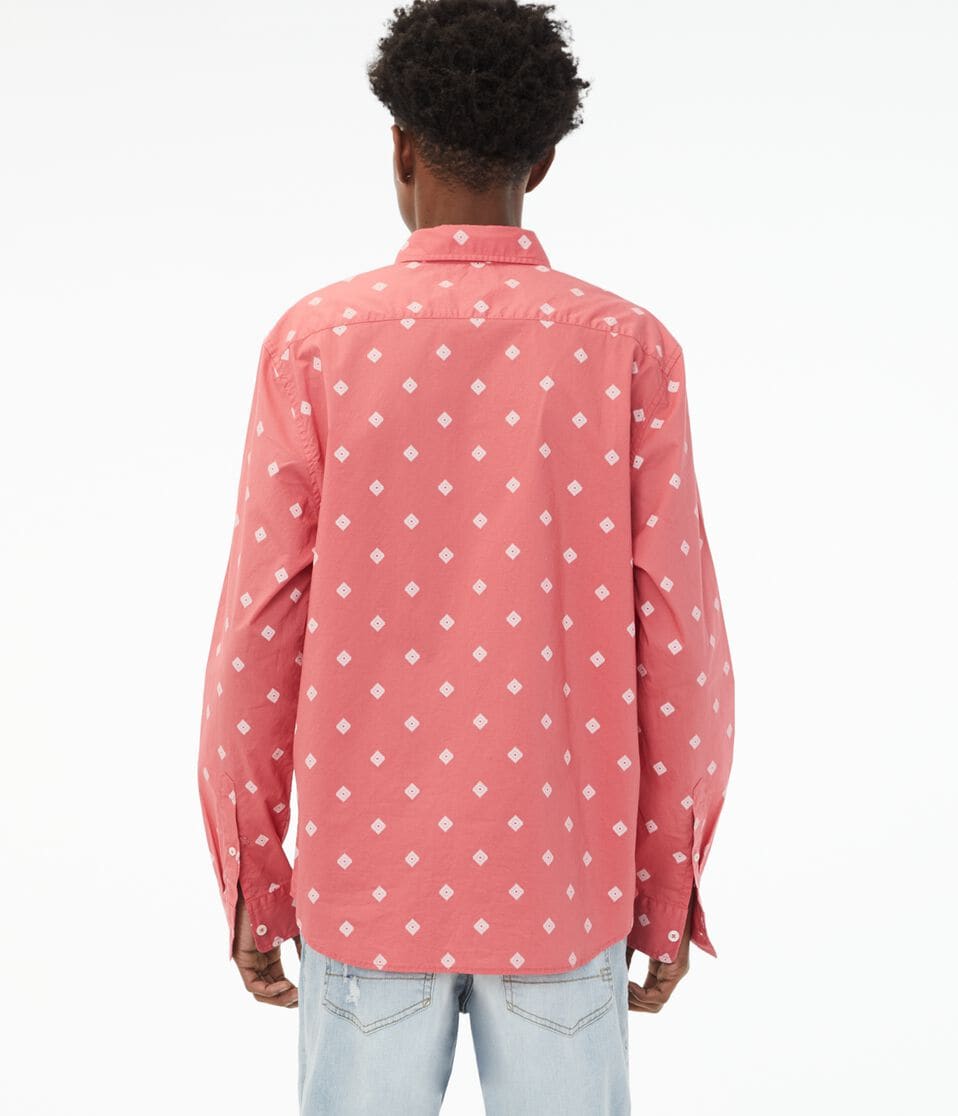 Long Sleeve Geometric Button-Down Shirt