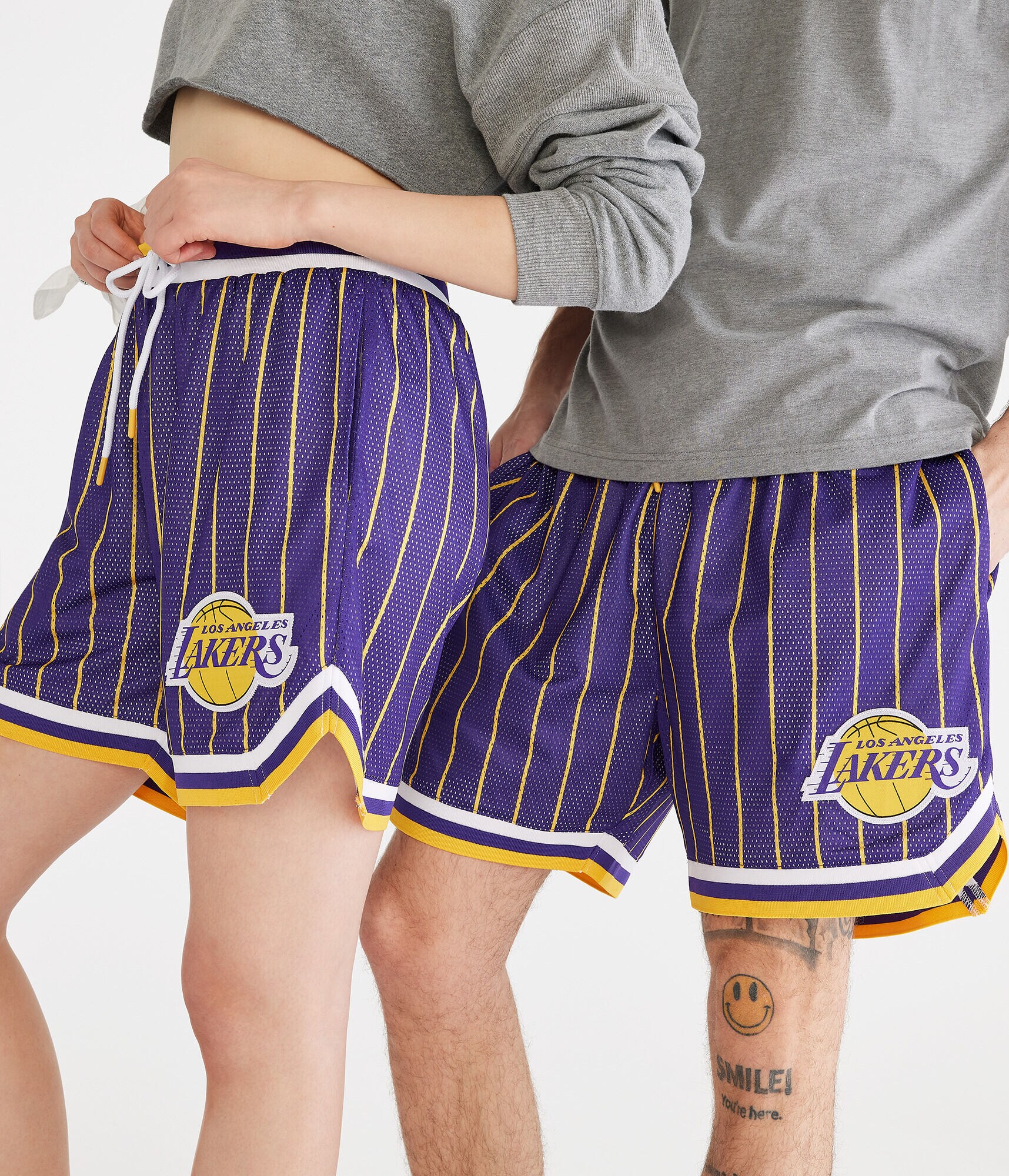 Los Angeles Lakers Pinstripe Mesh Shorts 6.25"