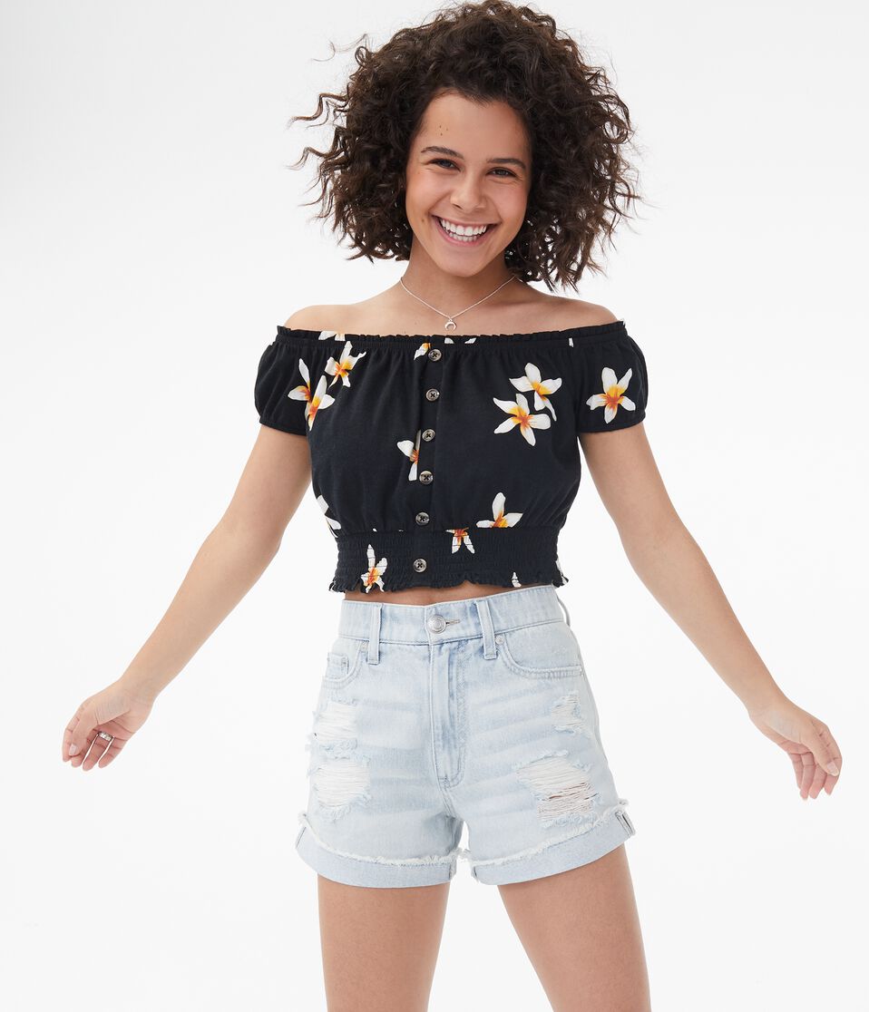 Floral Off-The-Shoulder Crop Top