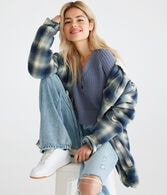 Ribbed Cropped V-Neck Henley Sweater