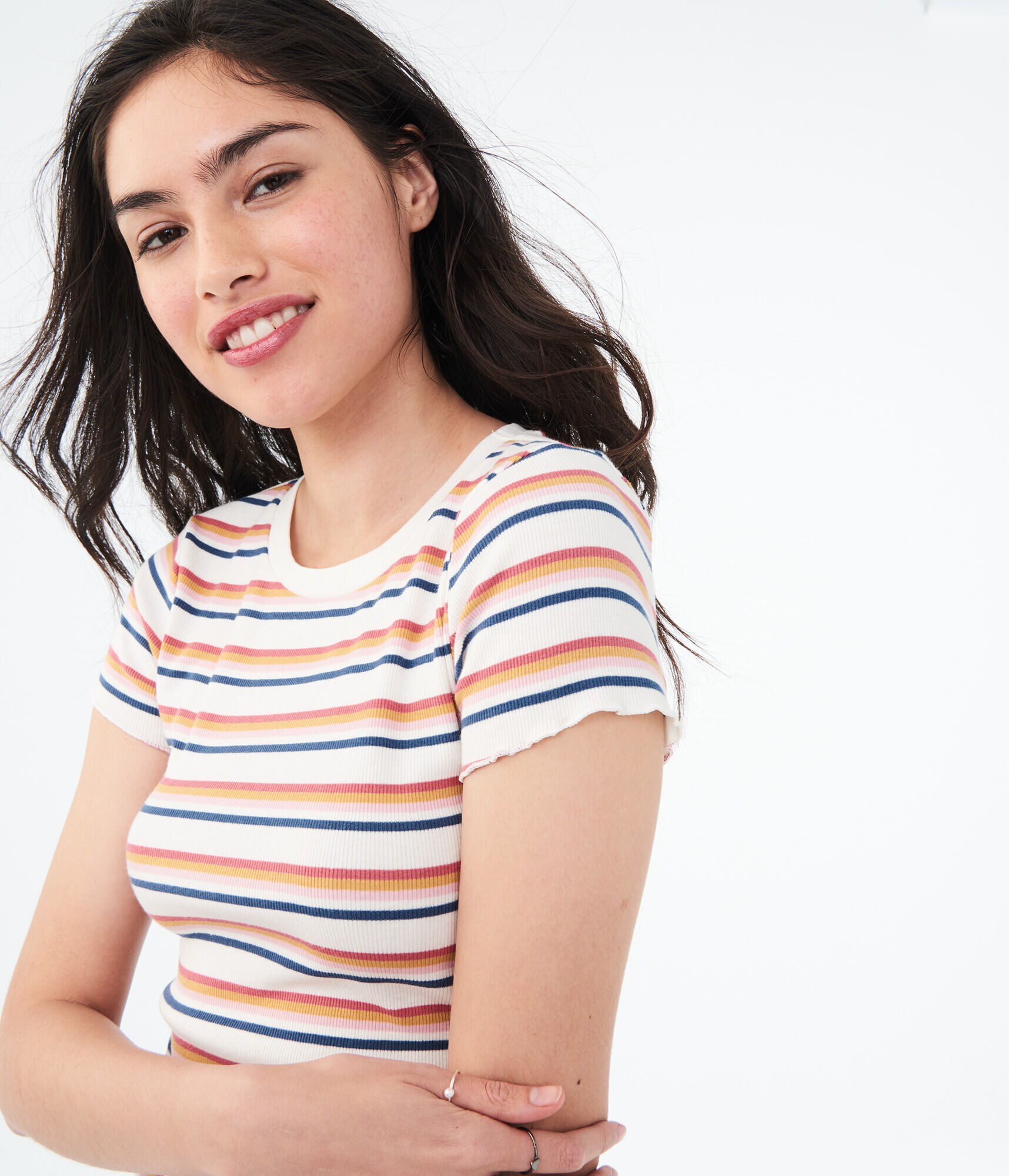 Striped Lettuce-Trim Tee