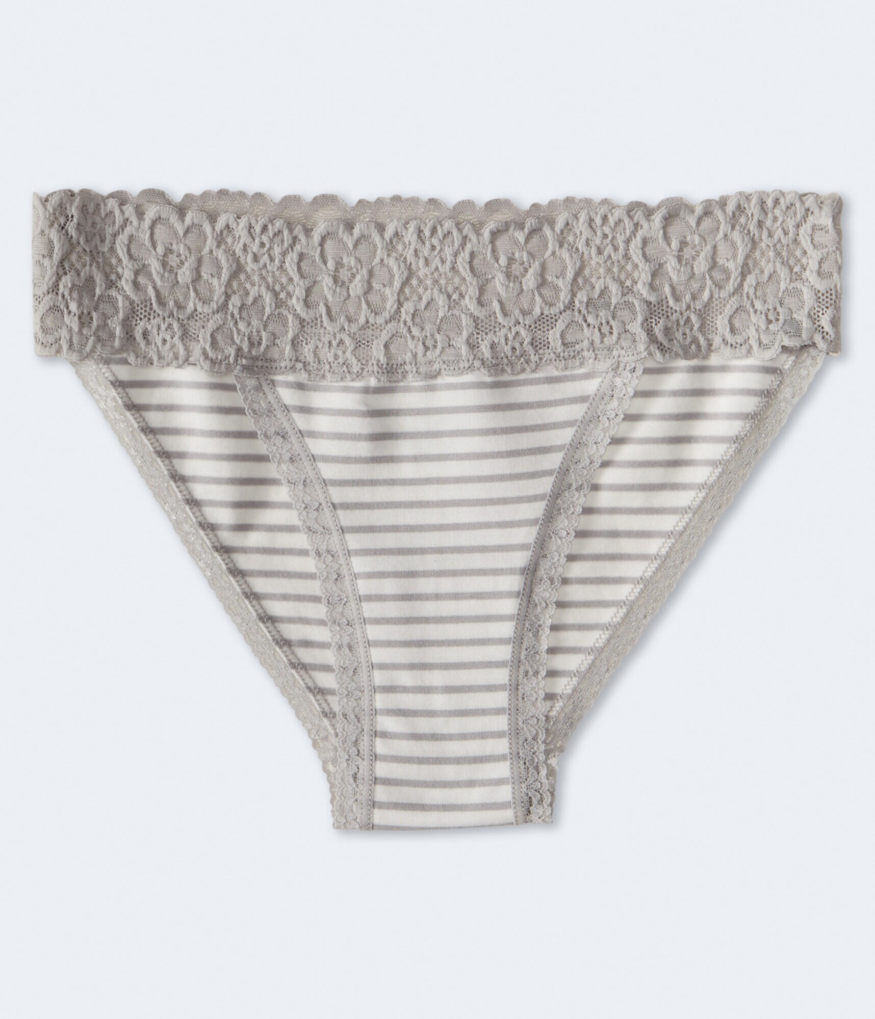 Striped Lace-Trim Bikini