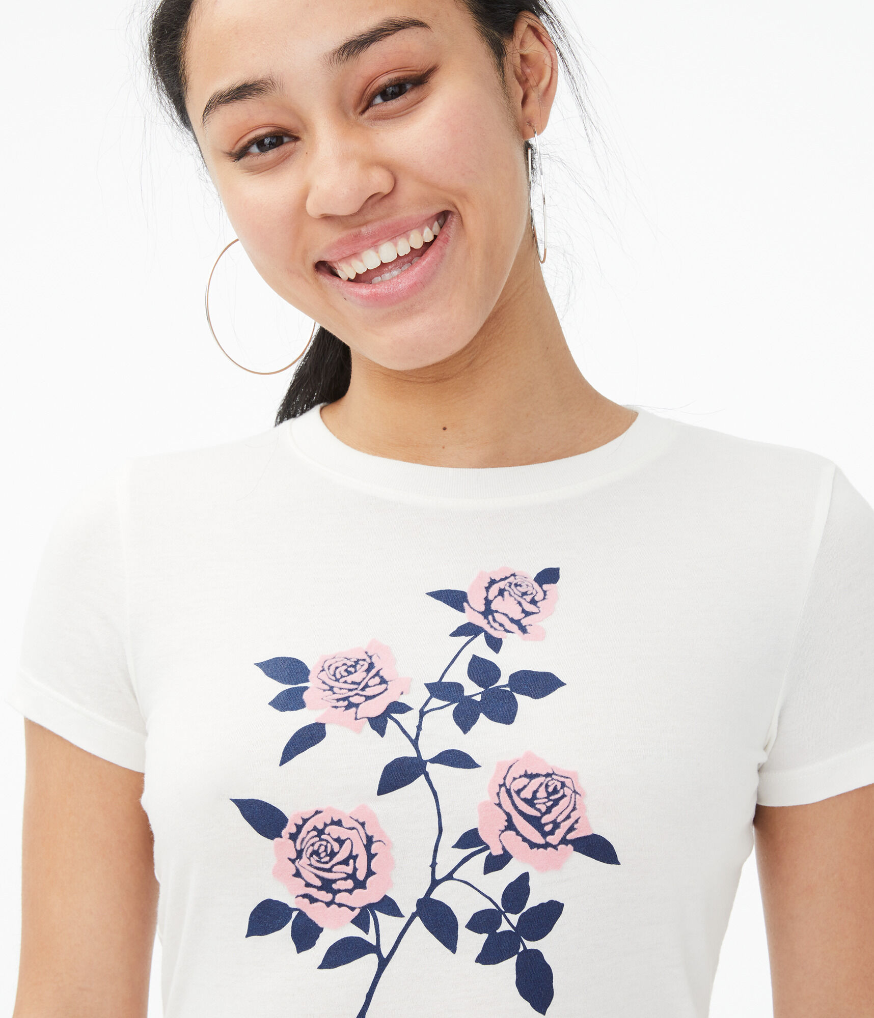 Flocked Roses Graphic Tee