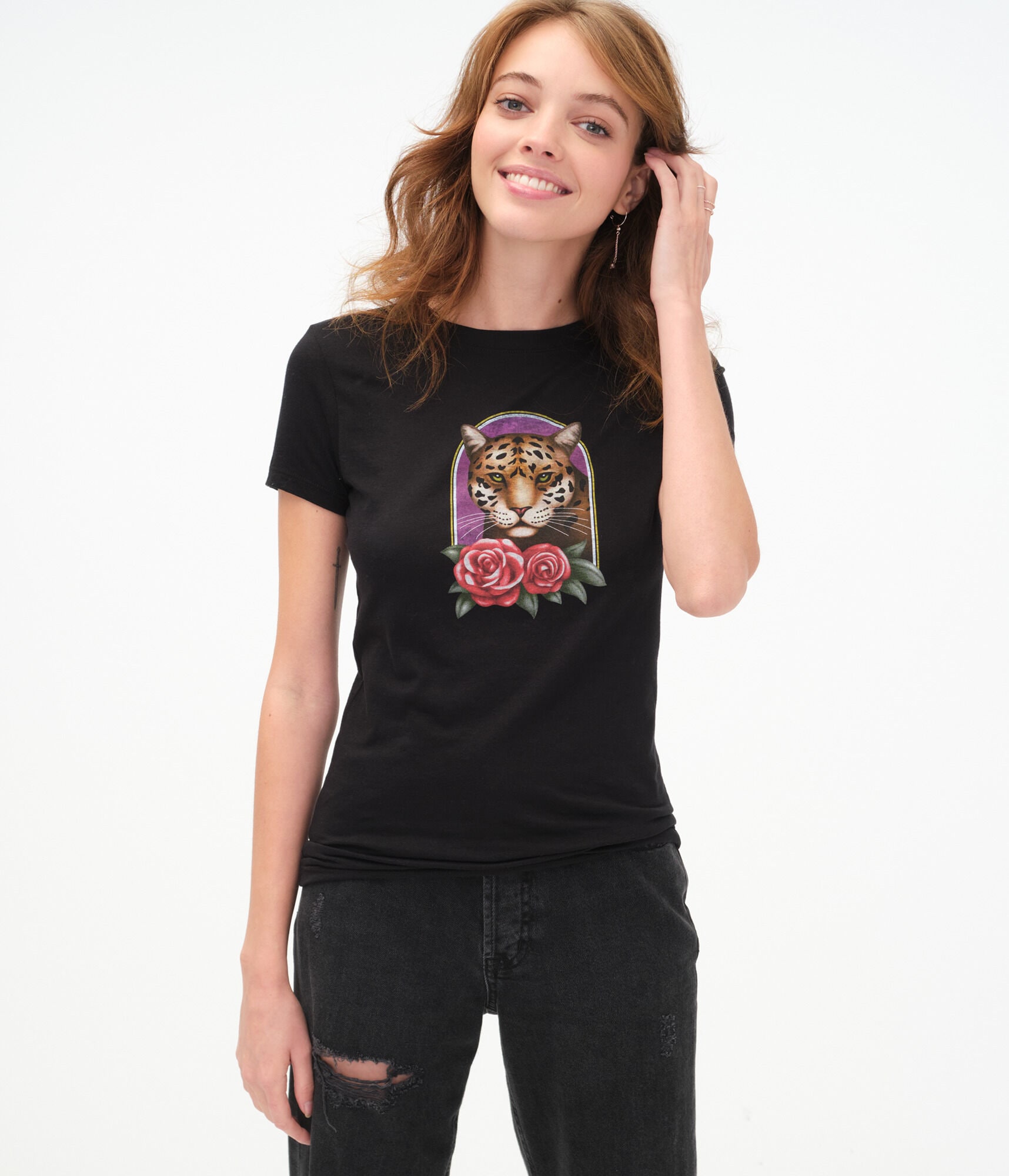 Cheetah Roses Graphic Tee