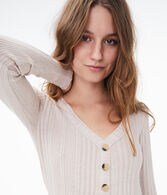 Long Sleeve Buttoned V-Neck Top