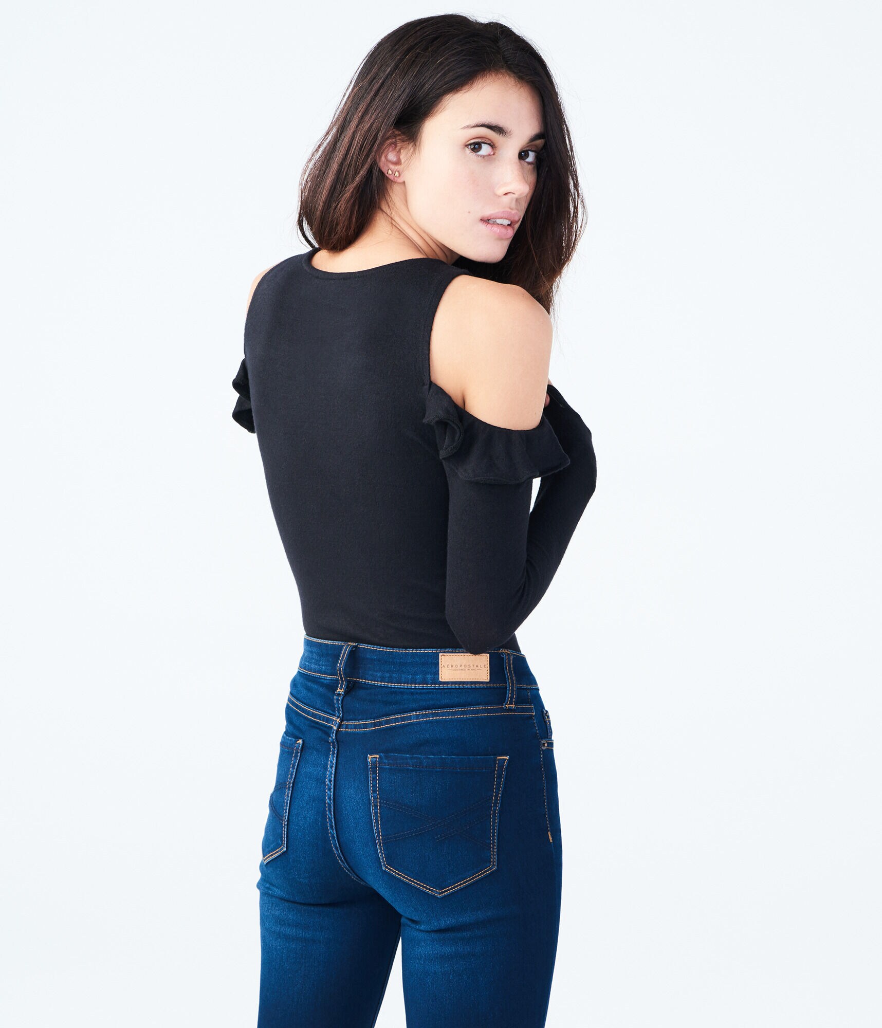 Long Sleeve Seriously Soft Cold-Shoulder Ruffle Top
