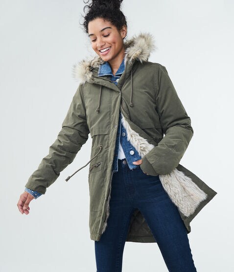 Solid Built-Up Hooded Parka Solid Built-Up Hooded Parka