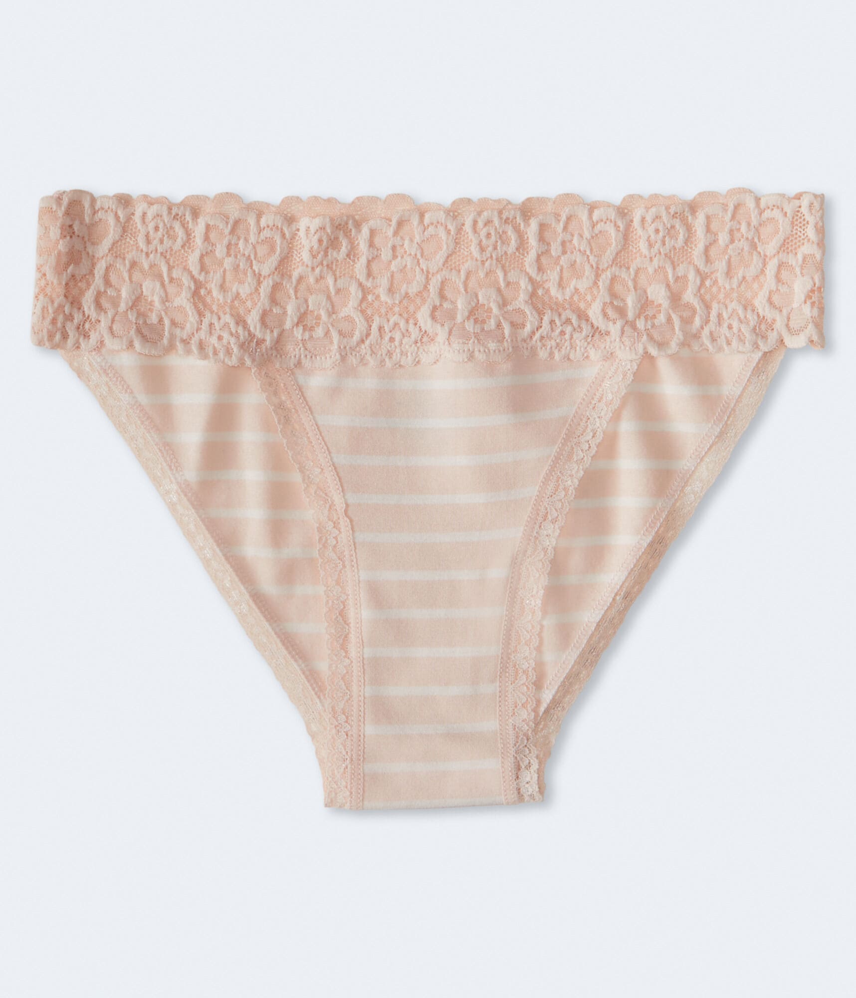 Striped Lace-Trim Bikini