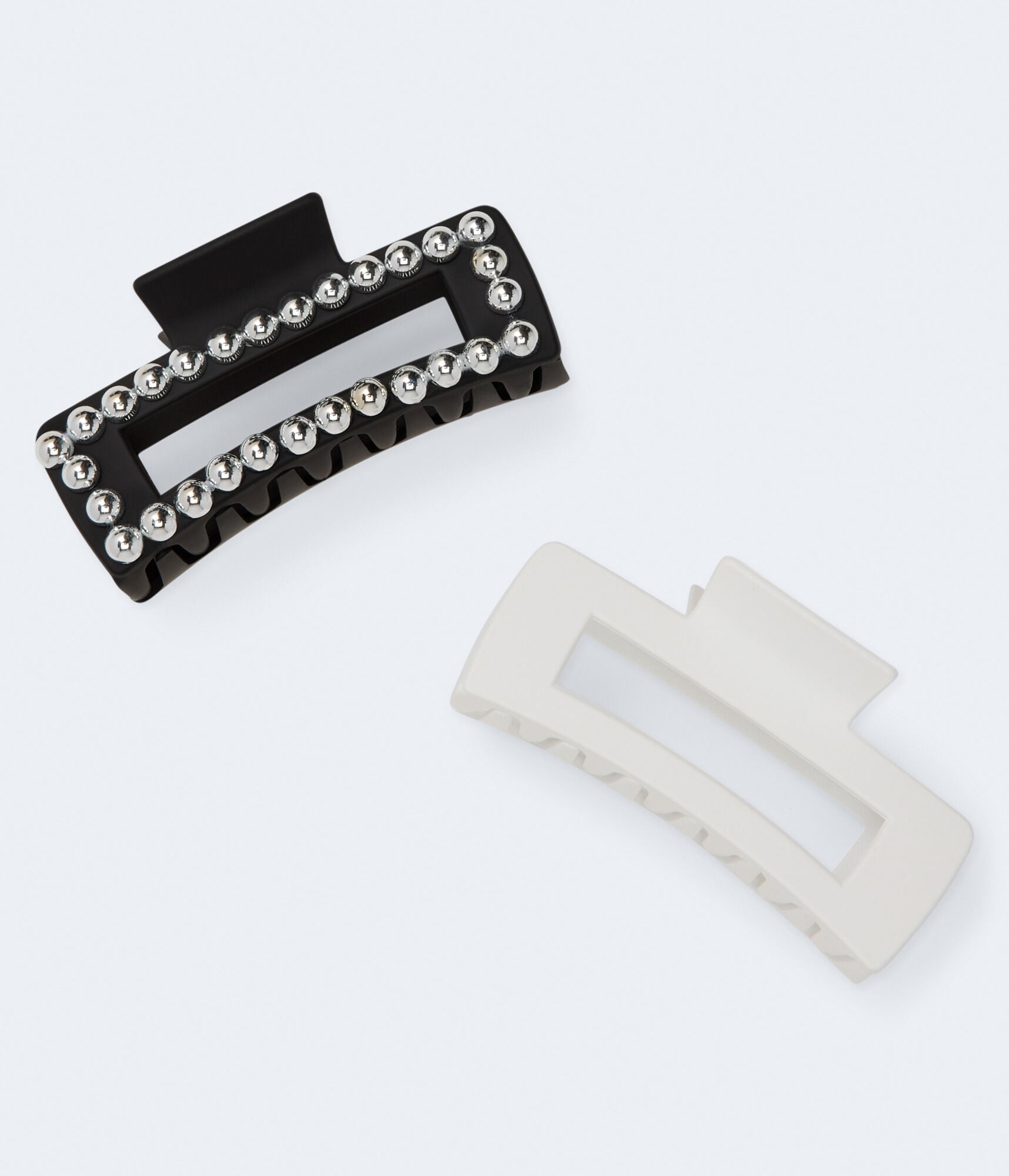 Matte & Studded Open Rectangle Claw Hair Clip 2-Pack