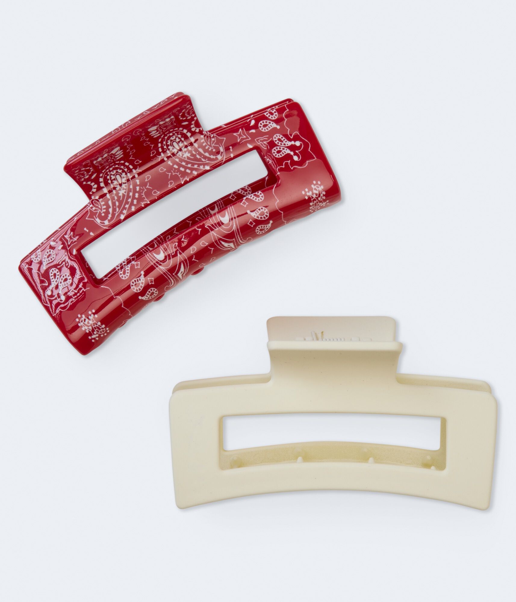 Bandana &amp; Matte Open Rectangle Claw Hair Clip 2-Pack