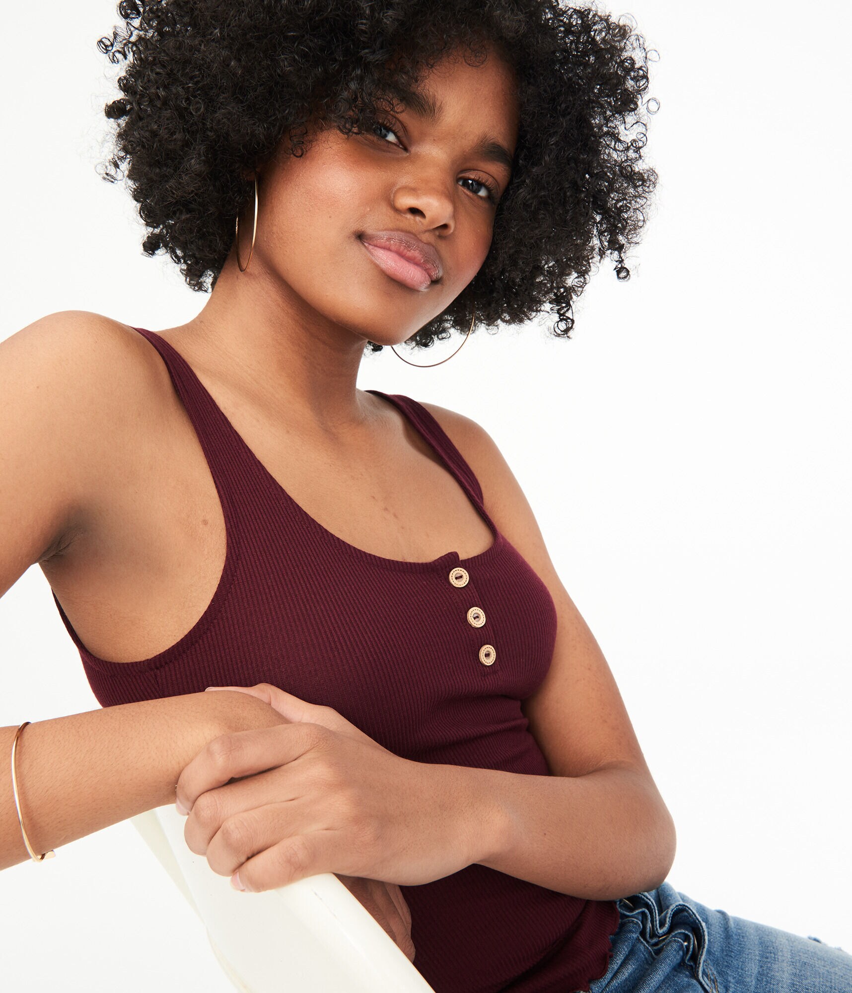 Seriously Soft Henley Bodycon Tank***