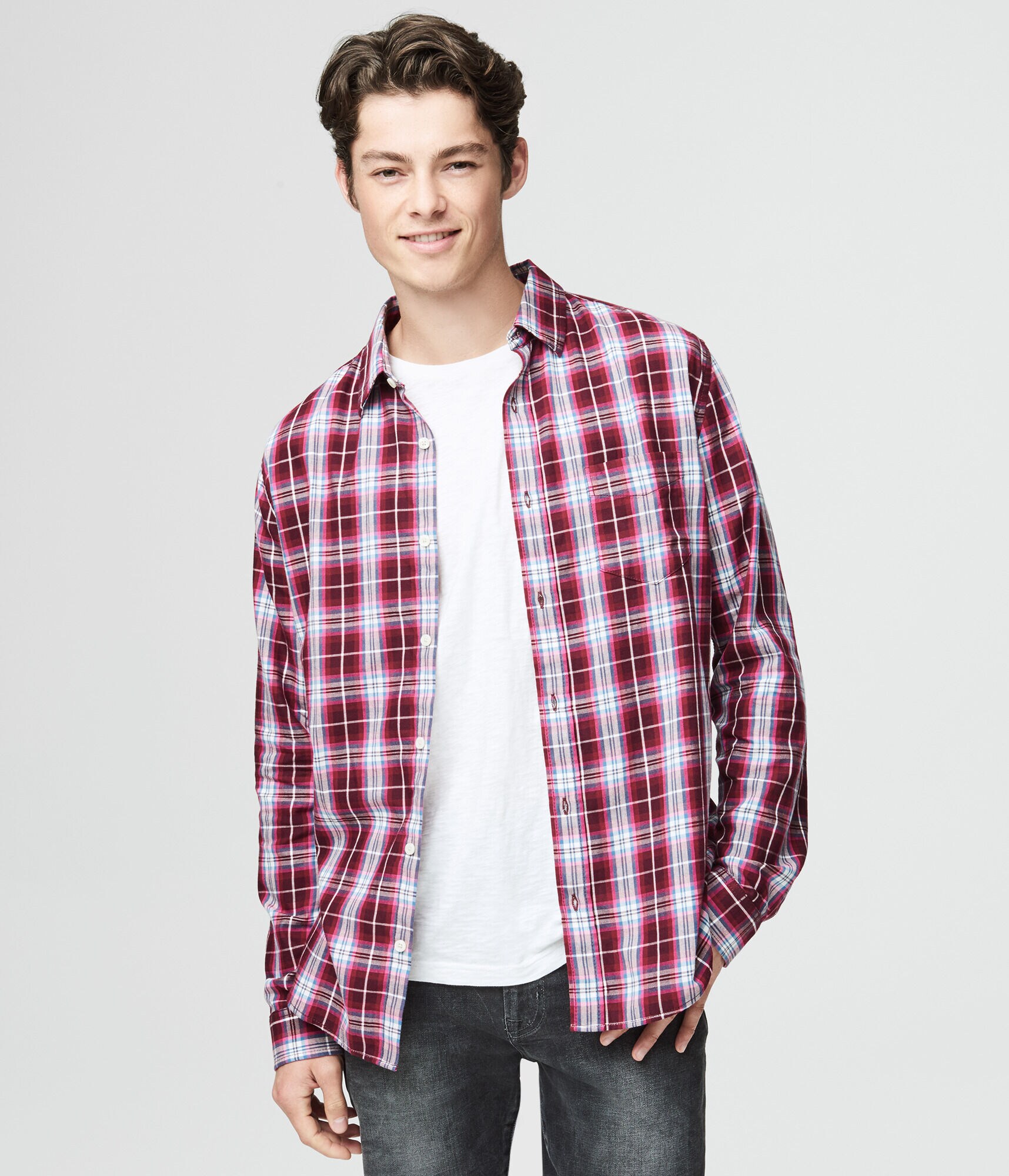 Long Sleeve Plaid Woven Shirt