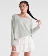 Solid Slash-Neck Sweater