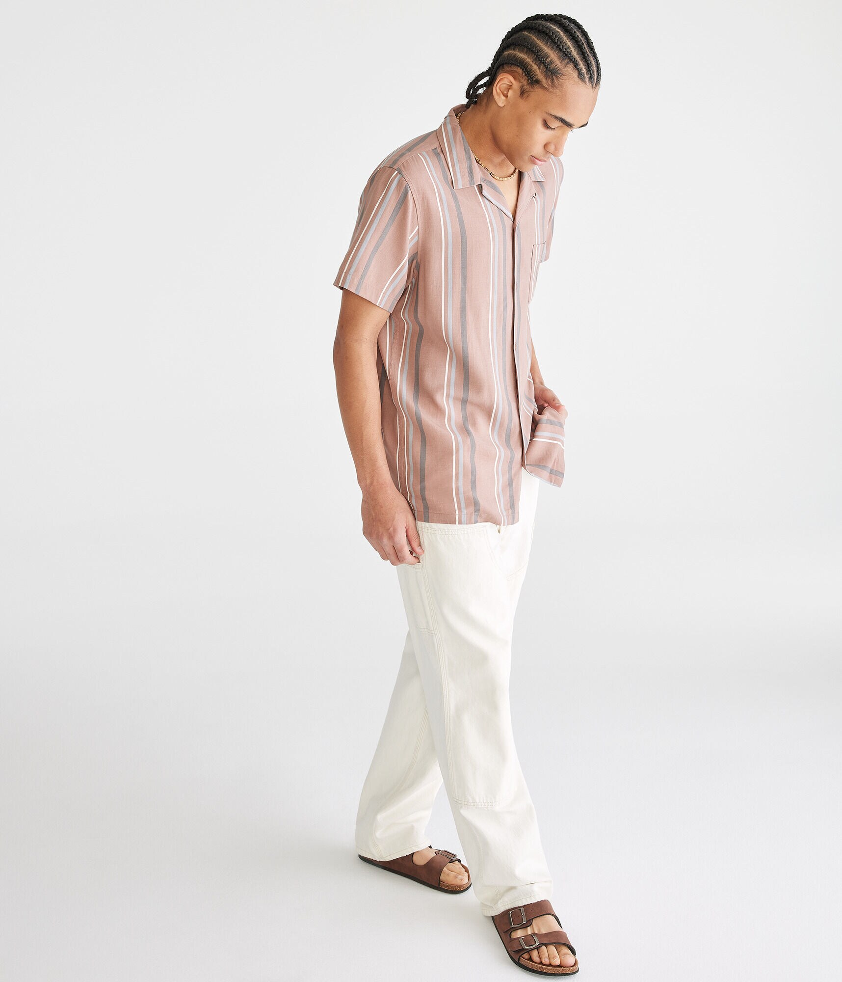 Vertical Stripe Camp Shirt