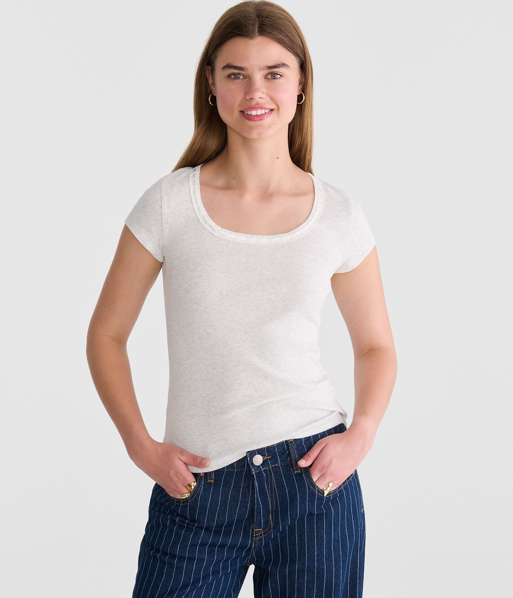 Seriously Soft Ribbon Lace Scoop Tee