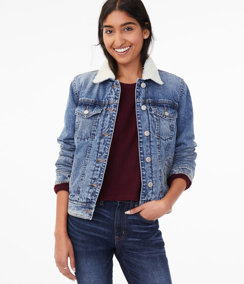 Sherpa-Lined Denim Jacket