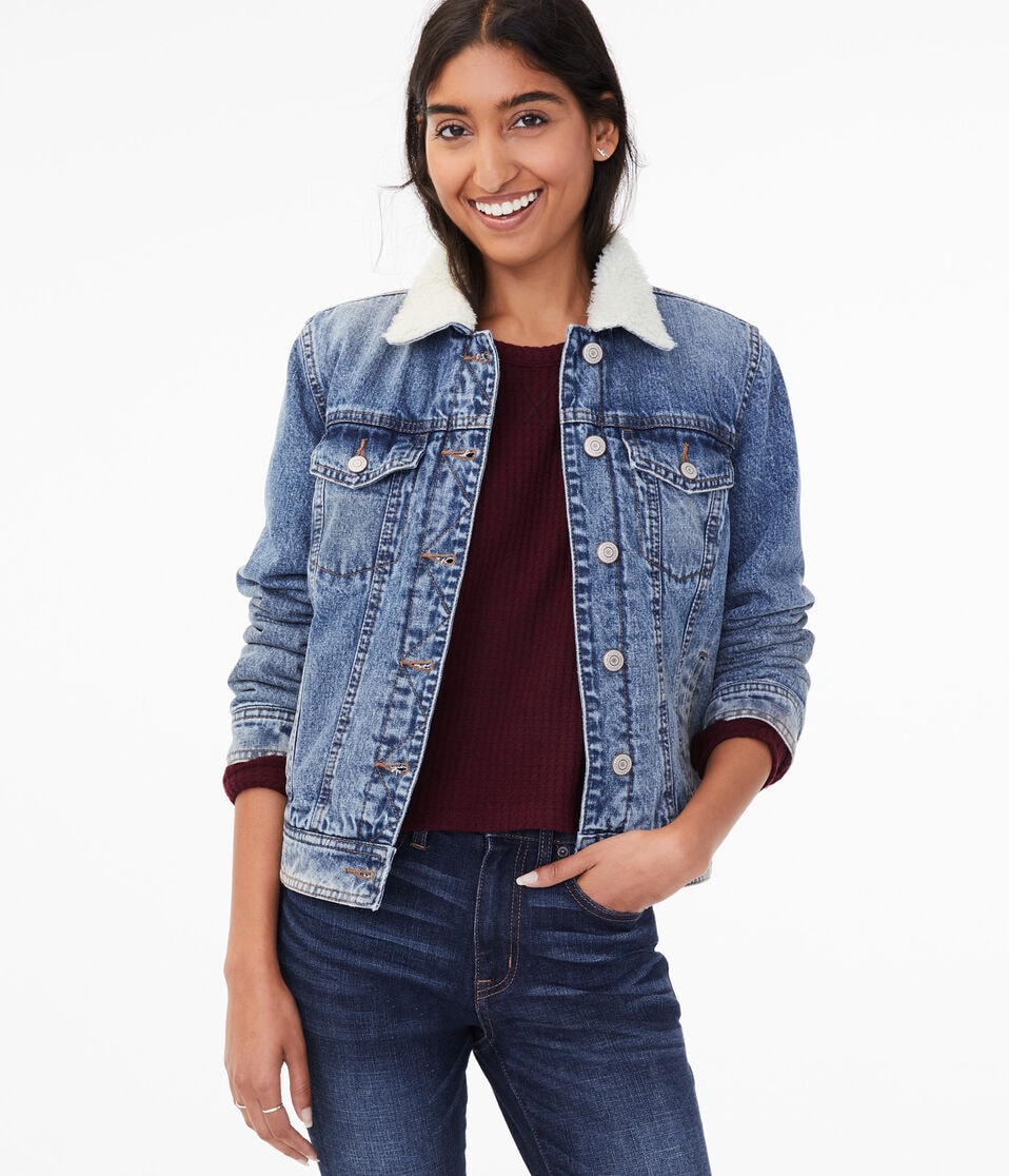 Sherpa-Lined Denim Jacket