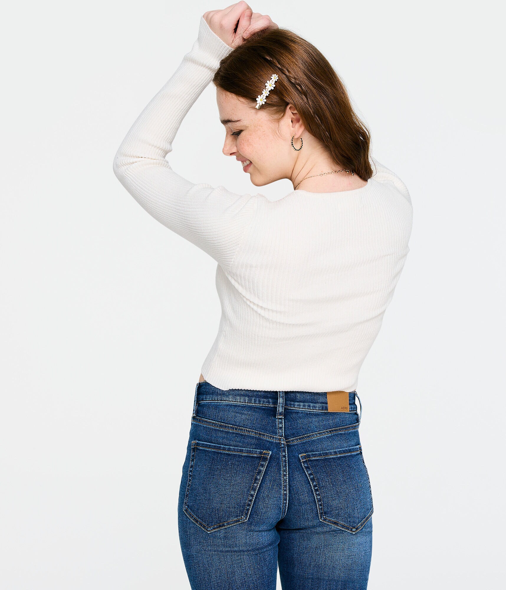 Ribbed Keyhole Cropped Flyaway Sweater