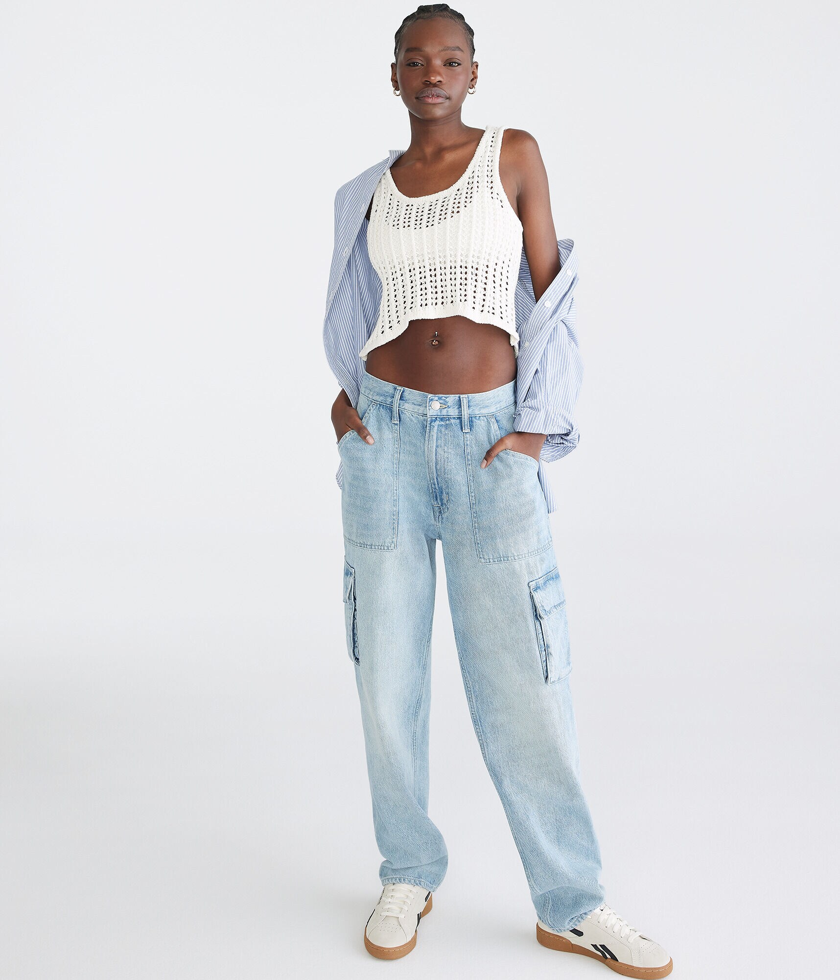 Crocheted Scoop-Neck Cropped Tank