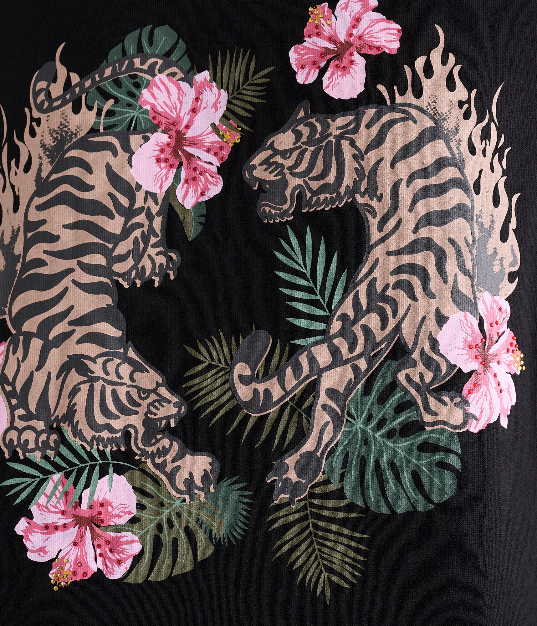 D&eacute;j&agrave; For Aero Floral Tigers Oversized Pullover Hoodie