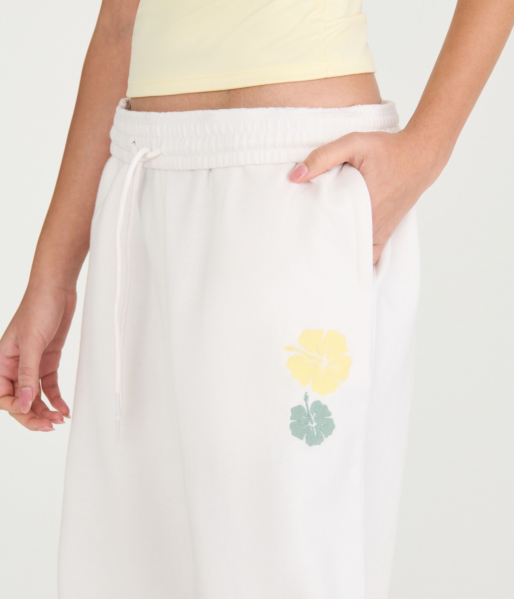 Cloud Soft Hibiscus Mid-Rise Wide Leg Sweatpants