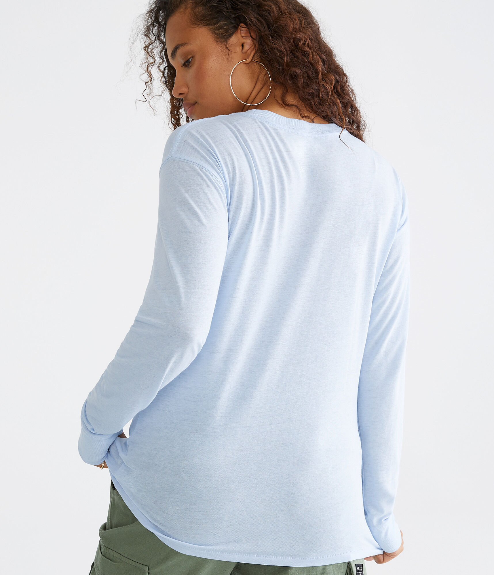 Long Sleeve Washed Loose Fit Crew Tee