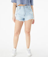 High-Rise Curvy Denim Shorty Shorts