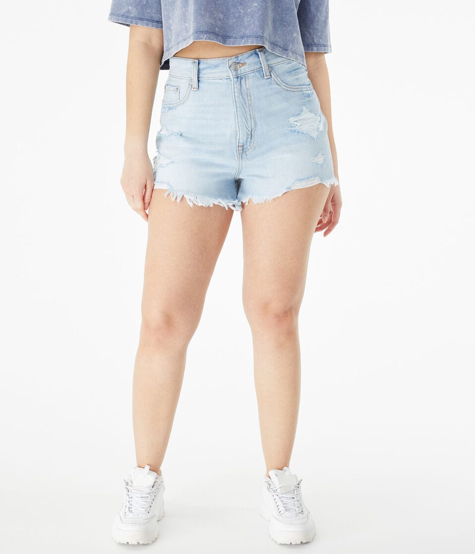 High-Rise Curvy Denim Shorty Shorts