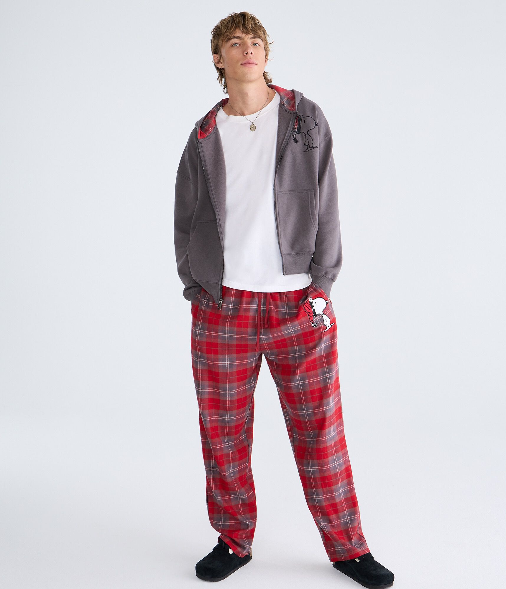 Plaid Hat Snoopy Full-Zip Hoodie