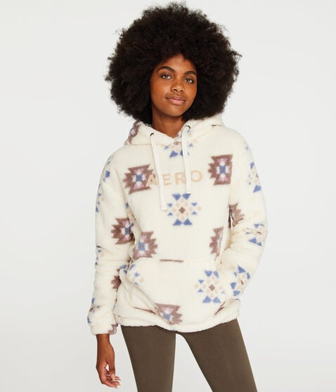 Aero Geometric Sherpa Fleece Pullover Hoodie Aero Geometric Sherpa Fleece Pullover Hoodie