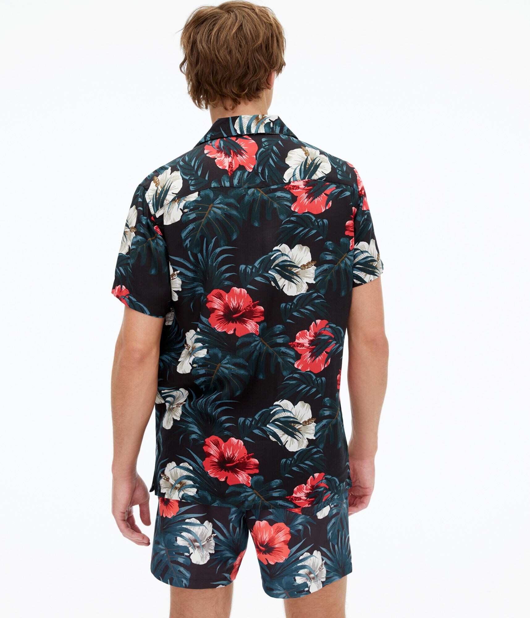 Tropical Floral Button-Down Resort Shirt