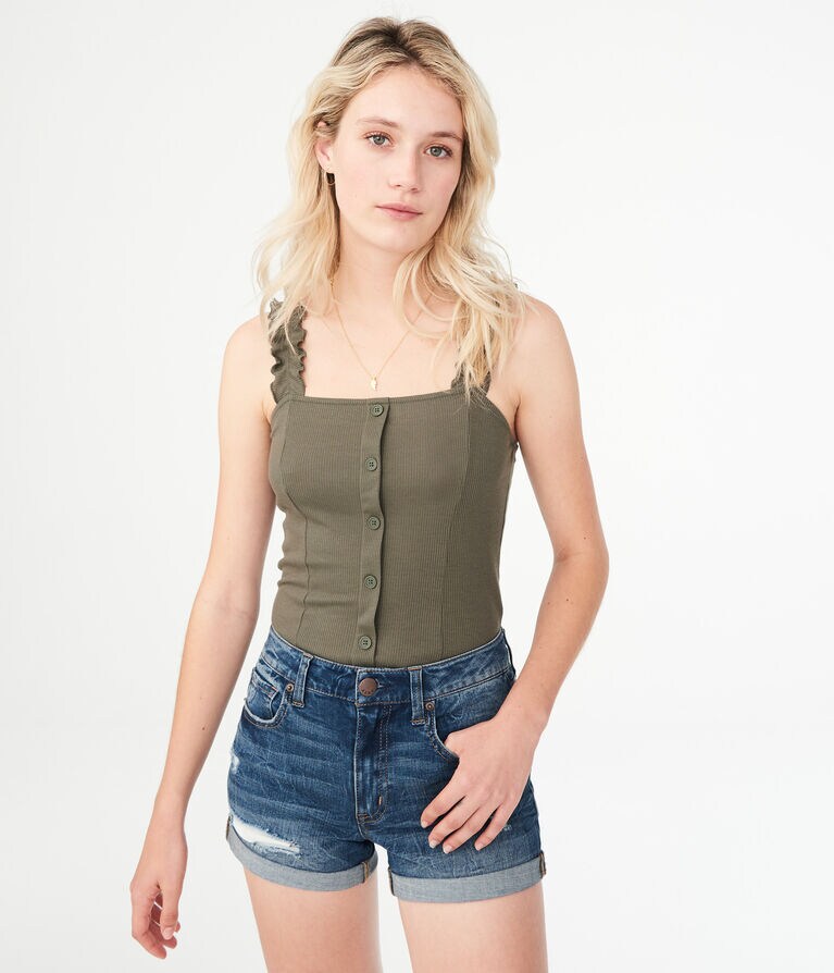 Hardware Ruffle Tank Seriously Soft Ruffle-Strap Tank