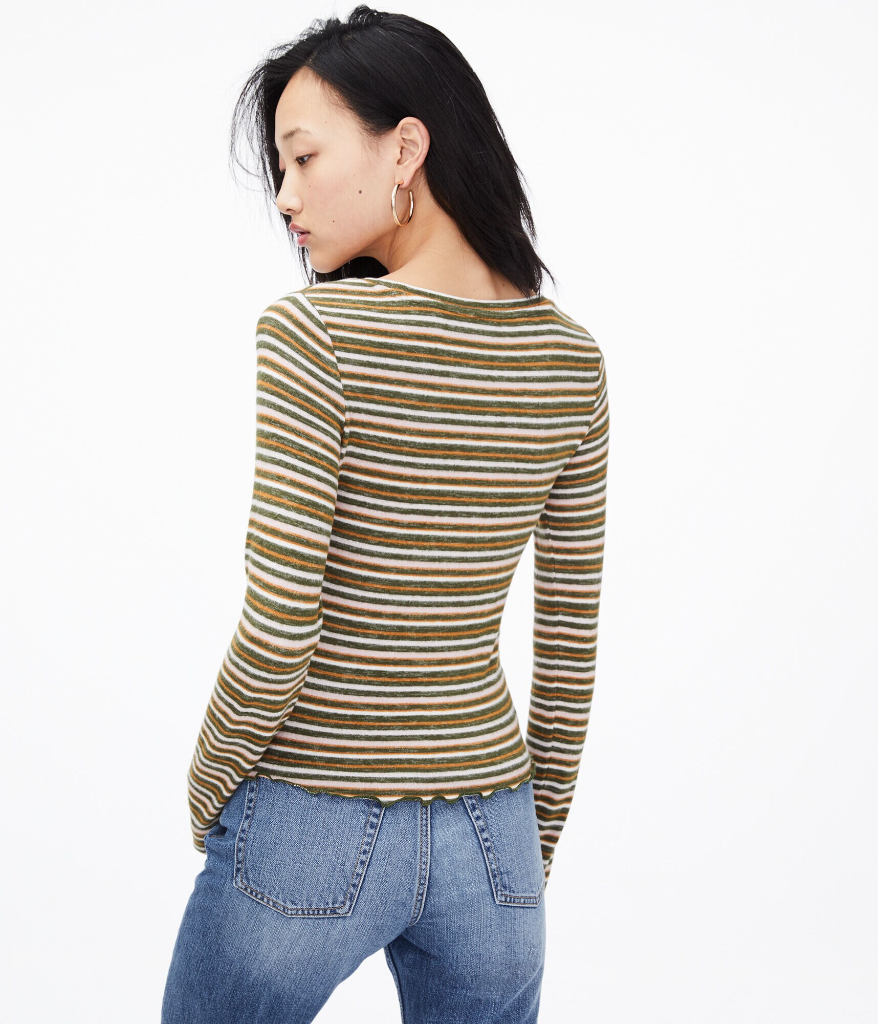 Long Sleeve Striped Shrunken Tee