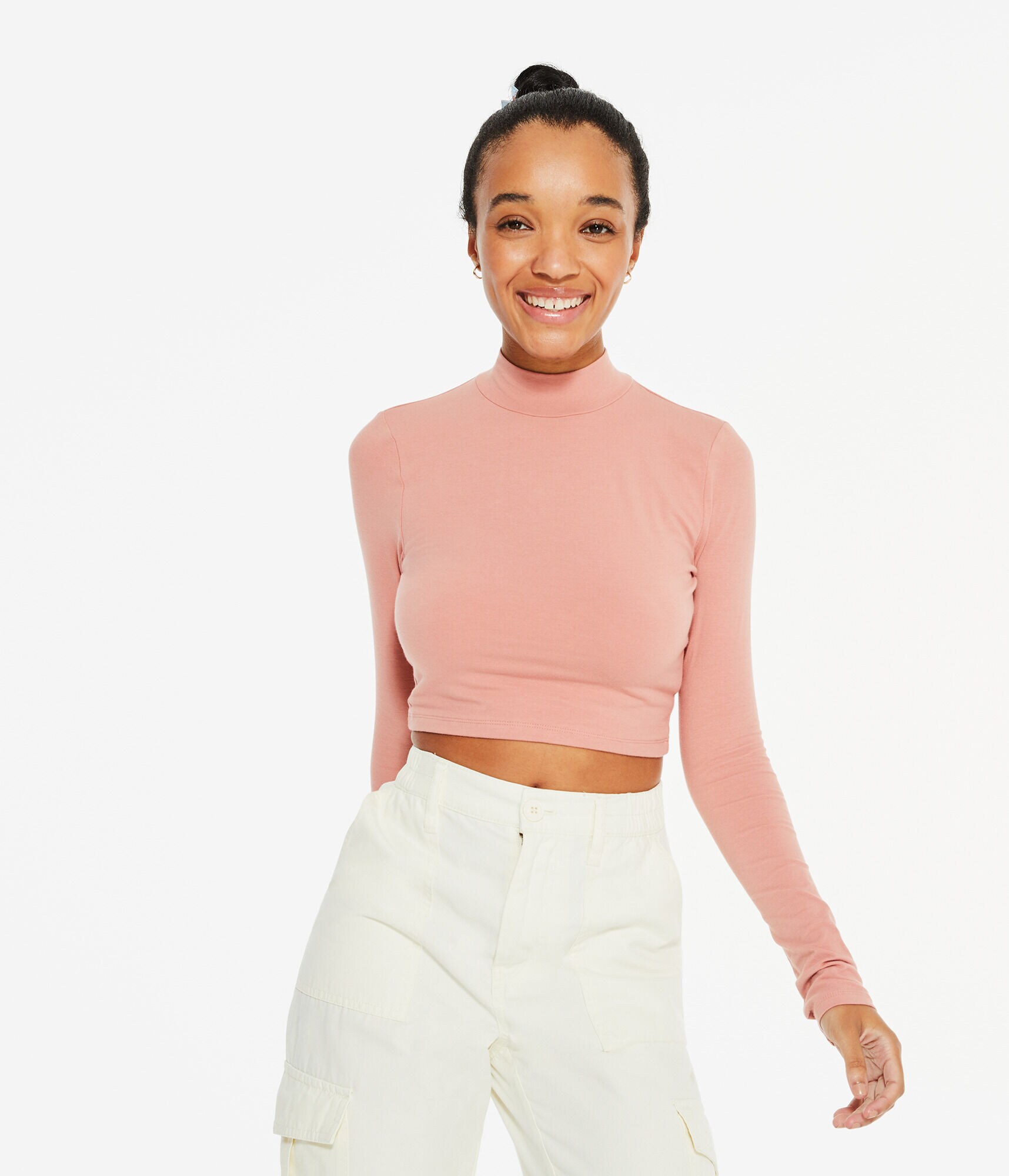 Long Sleeve Seriously Soft Mock-Neck Crop Top
