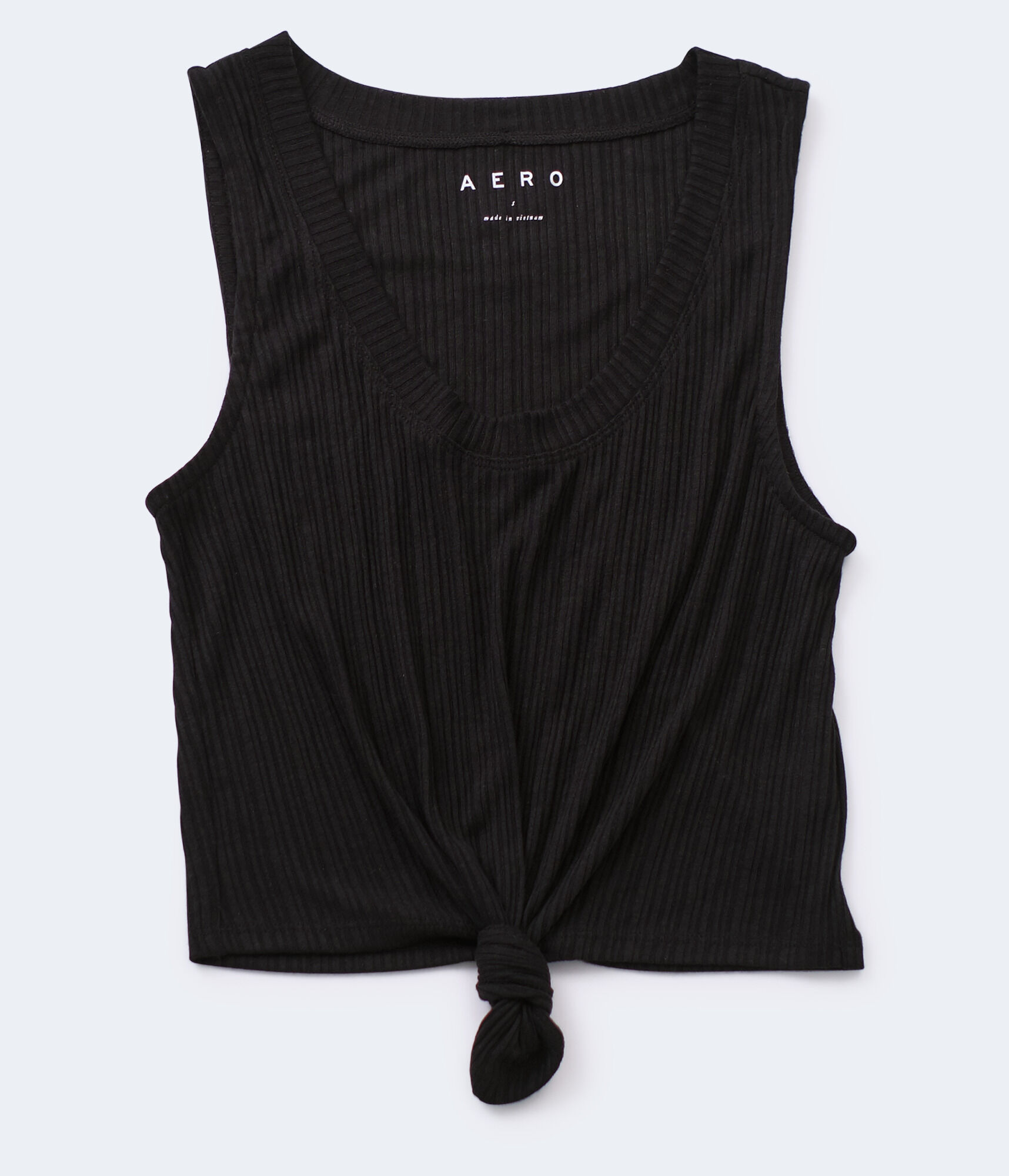 Ribbed Tie-Front Cropped Tank