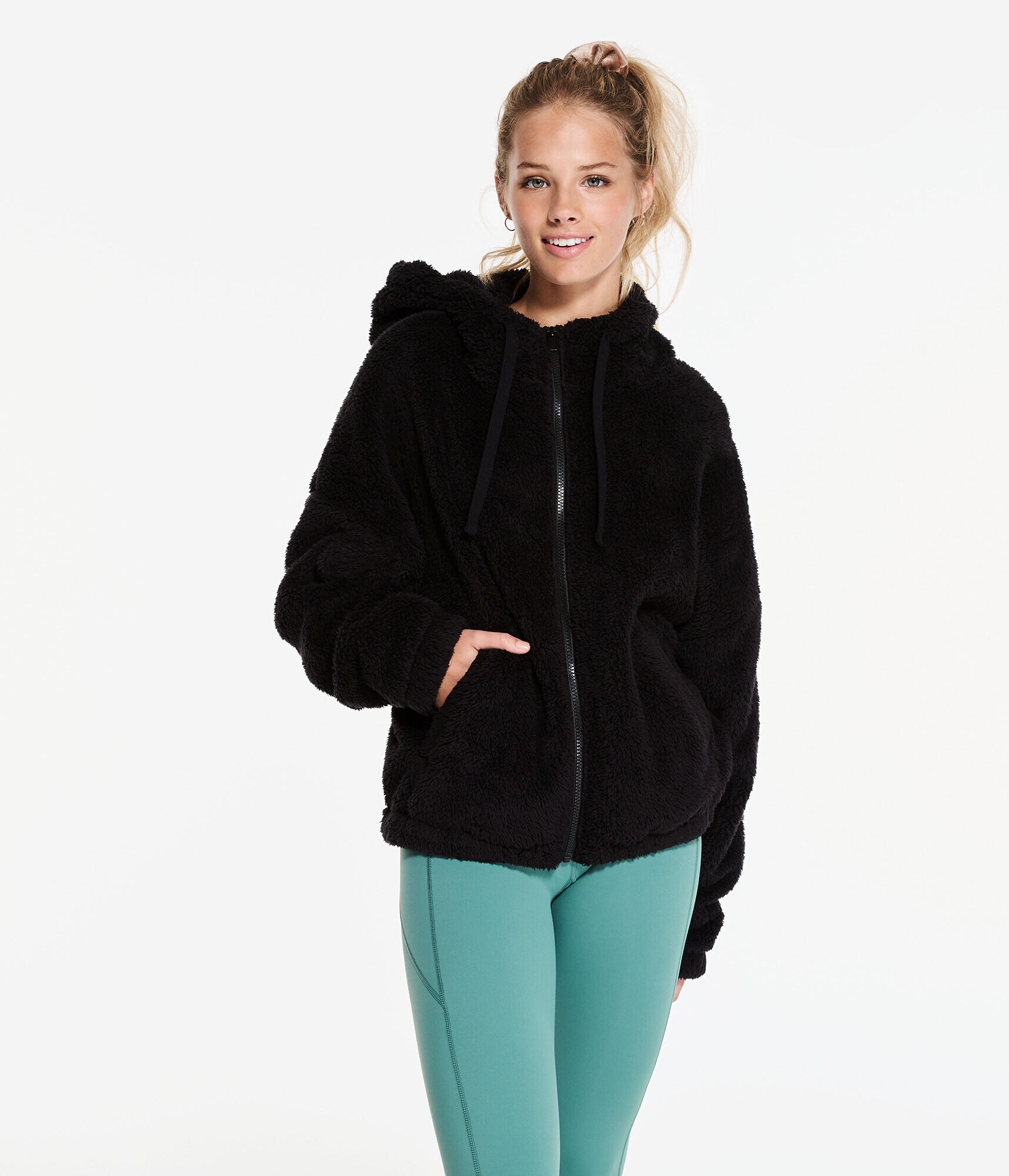 Sherpa Fleece Oversized Full-Zip Hoodie