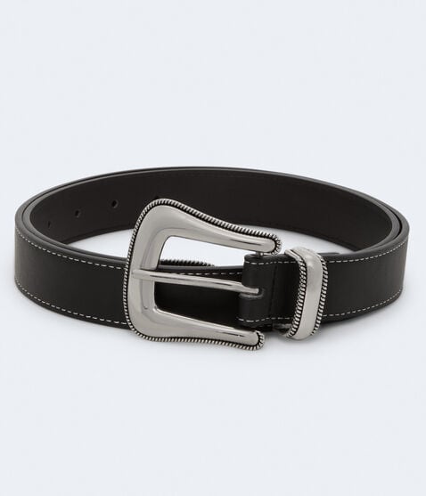 Faux Leather Western Buckle Belt Faux Leather Western Buckle Belt