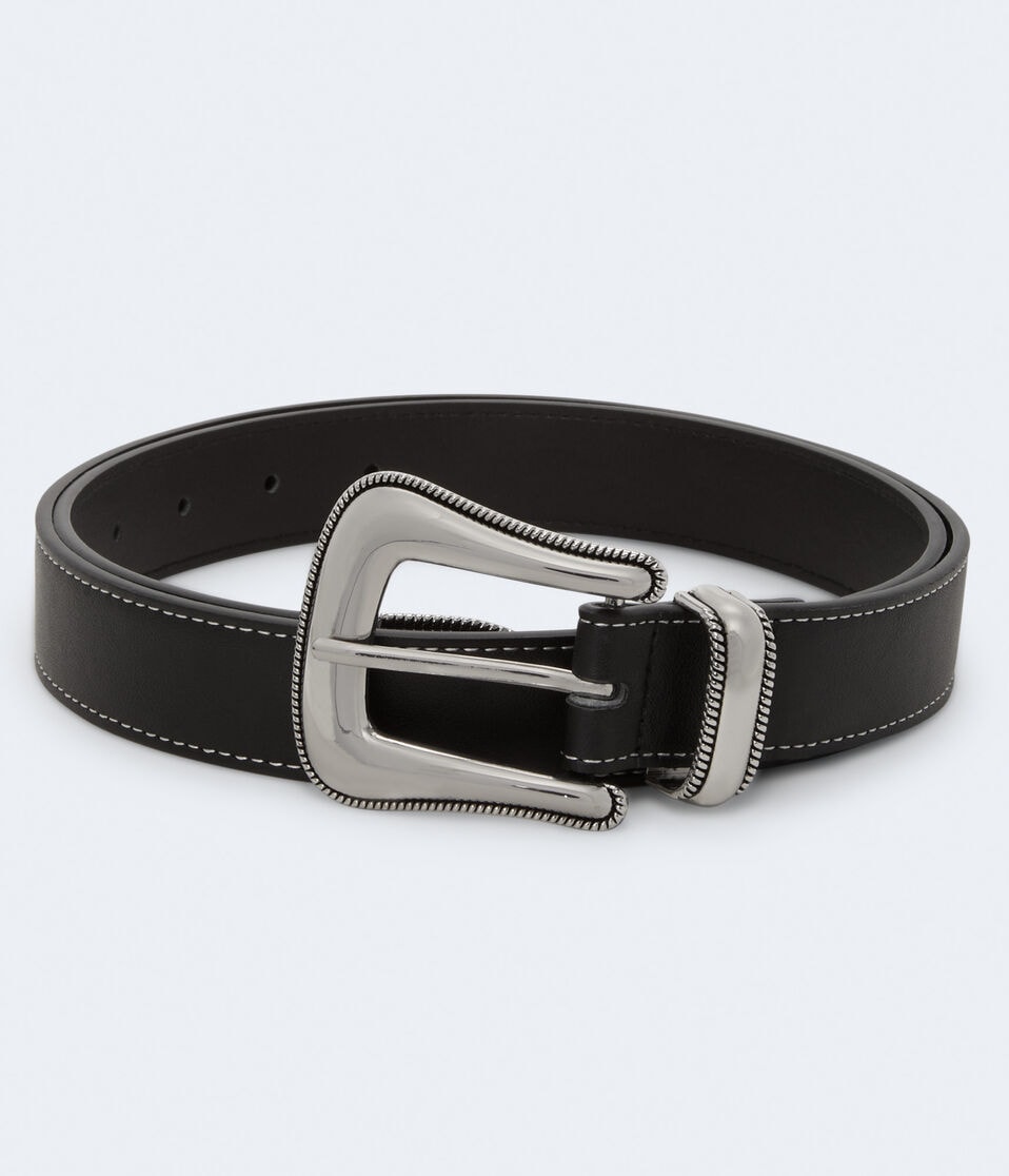 Faux Leather Western Buckle Belt