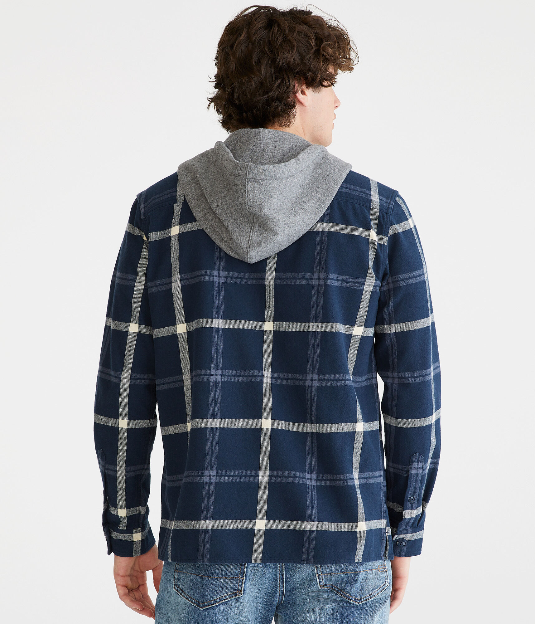 Long Sleeve Hooded Plaid Flannel Shirt