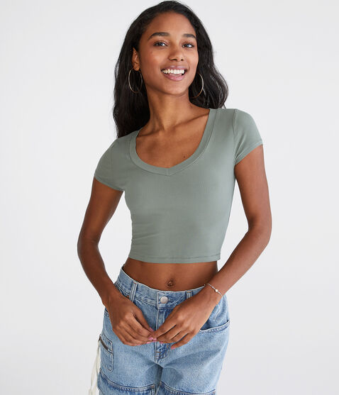 Seriously Soft Ribbed V-Neck Baby Tee