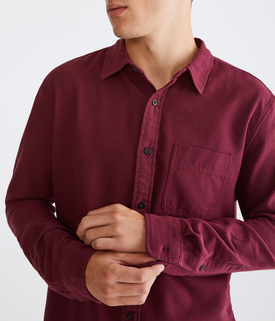 Long Sleeve Solid Flannel Shirt