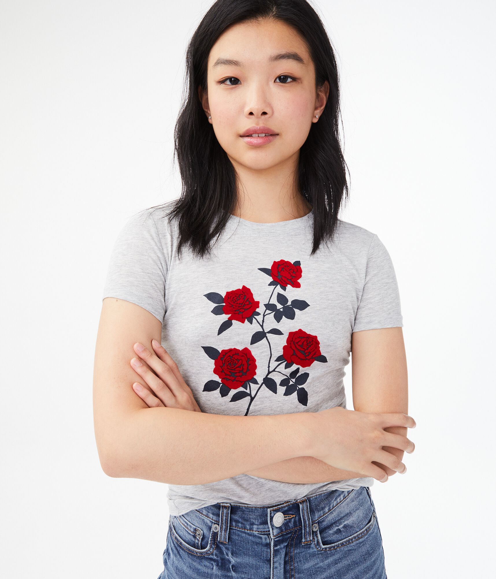 Flocked Roses Graphic Tee