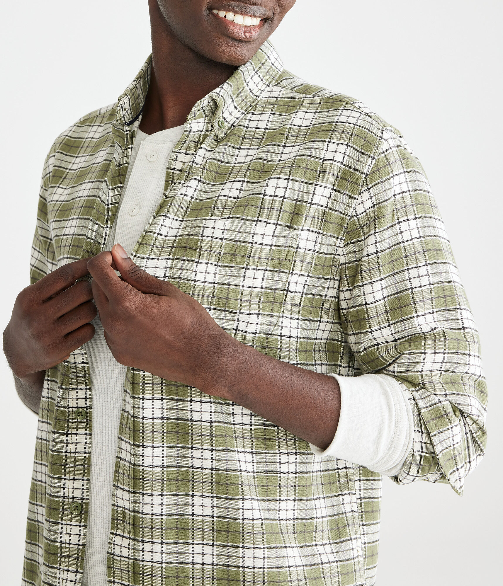 Long Sleeve Relaxed Plaid Oxford Shirt