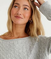 Cable Cropped Boat-Neck Sweater